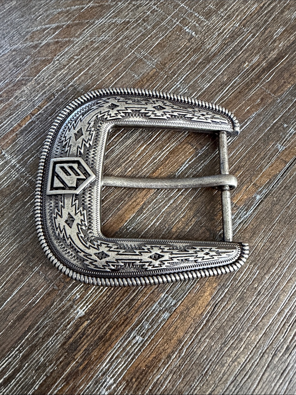 RANK 45 Silver Tone Western Engraved Belt Buckle fits 1 1/2" Belt EUC